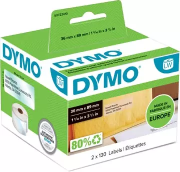 Een Dymo etiketten LabelWriter ft 89 x 36 mm, transparant, 260 etiketten koop je bij ShopXPress