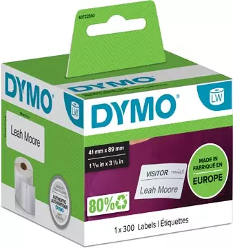 Een Dymo etiketten LabelWriter ft 89 x 41 mm, verwijderbaar, wit, 300 etiketten koop je bij ShopXPress