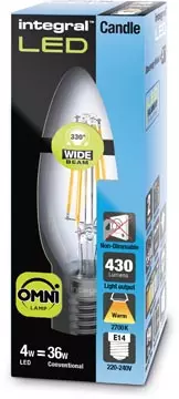 Een Integral Candle LED lamp E14, niet dimbaar, 2.700 K, 4 W, 470 lumen koop je bij ShopXPress