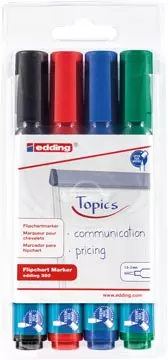 Een Edding Merkstift Flipchart e-380, blister met 4 stuks in geassorteerde kleuren koop je bij ShopXPress