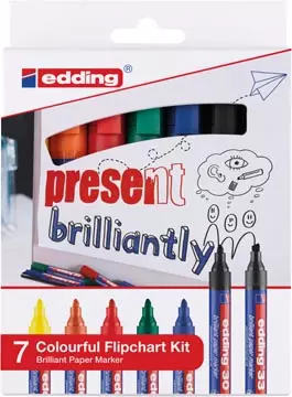 Een Edding Merkstift brilliant paper marker e-30 en e-33, blister met 7 stuks, assorti koop je bij ShopXPress