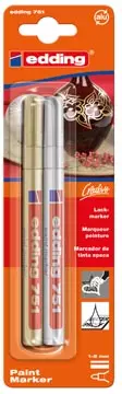 Een Edding glanslakmarker e-751, blister van 2 stuks, goud en zilver koop je bij ShopXPress