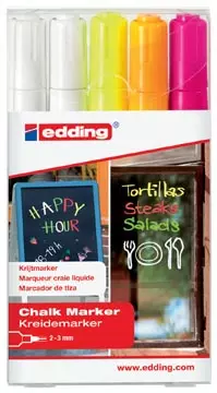 Een Edding krijtmarker e-4095, geassorteerde kleuren, etui van 5 stuks koop je bij ShopXPress