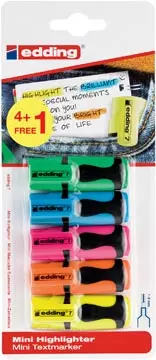 Een Edding mini markeerstift 7, blister met 5 stuks (4 + 1 gratis) geassorteerde kleuren koop je bij ShopXPress