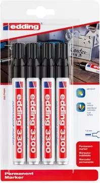 Een Edding permanent marker 3300 blister met 4 stuks, zwart koop je bij ShopXPress