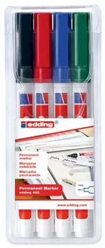 Een Edding permanent marker 400, etui van 4 stuks in geassorteerde kleuren koop je bij ShopXPress