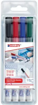 Een Edding permanent marker CD/DVD/BD 8400, blister van 4 stuks in geassorteerde kleuren koop je bij ShopXPress