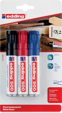 Een Edding permanente marker e-500 geassorteerde kleuren, blister van 3 stuks koop je bij ShopXPress