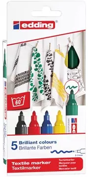 Een Edding textielstift 4500, set van 5 stuks in geassorteerde basiskleuren koop je bij ShopXPress