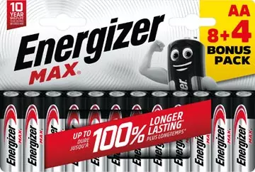 Een Energizer batterijen Max AA, blister van 8 stuks + 4 stuks gratis koop je bij ShopXPress