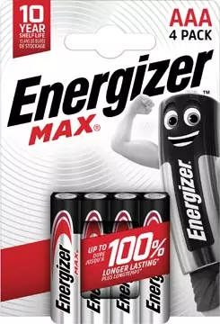 Een Energizer batterijen Max AAA/LR03/E92, blister van 4 koop je bij ShopXPress