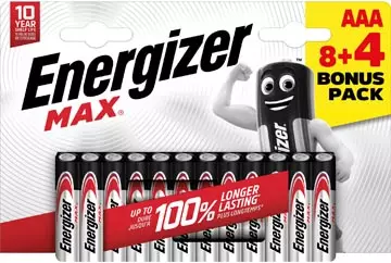 Een Energizer batterijen Max AAA/LR03/E92, blister van 8 + 4 koop je bij ShopXPress