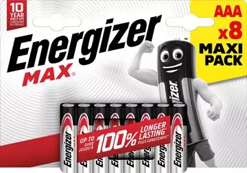 Een Energizer batterijen Max AAA/LR03/E92, blister van 8, MaxIPACK koop je bij ShopXPress