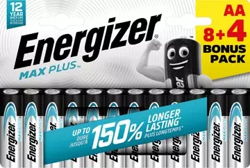 Een Energizer batterijen Max Plus AA/LR06/E91, blister van 8 + 4 koop je bij ShopXPress