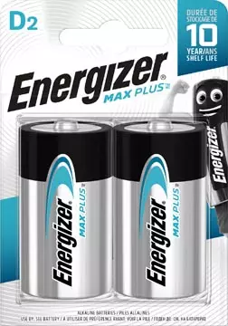 Een Energizer batterijen Max Plus D, blister van 2 stuks koop je bij ShopXPress