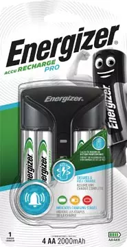 Een Energizer batterijlader Pro Charger, inclusief 4 x AA batterij, op blister koop je bij ShopXPress