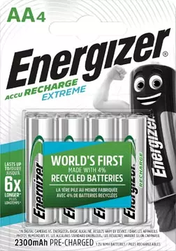 Een Energizer herlaadbare batterijen Extreme AA, blister van 4 stuks koop je bij ShopXPress