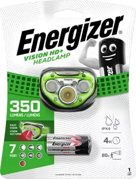 Een Energizer hoofdlamp Vision HD+, inclusief 3 AAA batterijen, op blister koop je bij ShopXPress