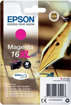 Een Epson inktcartridge 16XL, 450 pagina's, OEM C13T16334012, magenta koop je bij ShopXPress