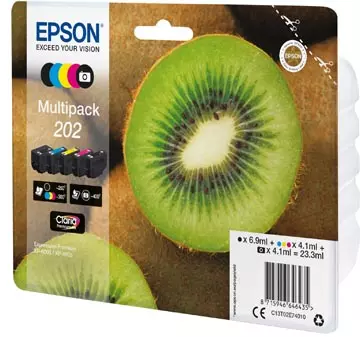 Een Epson inktcartridge 202, 250 - 400 pagina's, OEM C13T02E74010, 5 kleuren koop je bij ShopXPress