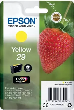 Een Epson inktcartridge 29, 180 pagina's, OEM C13T29844012, geel koop je bij ShopXPress