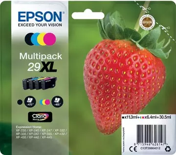 Een Epson inktcartridge 29XL, 450-470 pagina's, OEM C13T29964012, 4 kleuren koop je bij ShopXPress