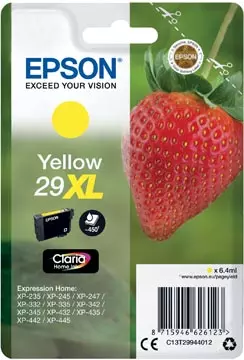 Een Epson inktcartridge 29XL, 450 pagina's, OEM C13T29944012, geel koop je bij ShopXPress