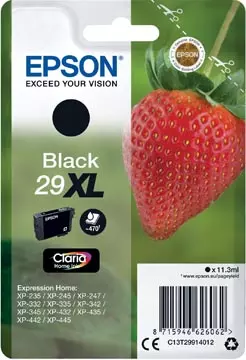 Een Epson inktcartridge 29XL, 470 pagina's, OEM C13T29914012, zwart koop je bij ShopXPress