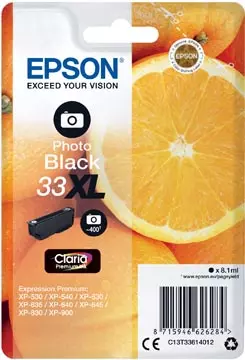 Een Epson inktcartridge 33XL, 400 pagina's, OEM C13T33614012, foto zwart koop je bij ShopXPress