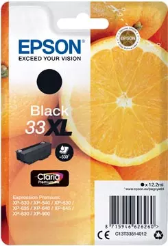 Een Epson inktcartridge 33XL, 530 pagina's, OEM C13T33514012, zwart koop je bij ShopXPress