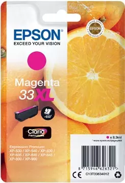 Een Epson inktcartridge 33XL, 650 pagina's, OEM C13T33634012, magenta koop je bij ShopXPress