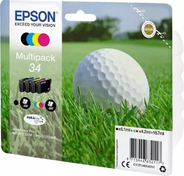 Een Epson inktcartridge 34, 300 - 350 pagina's, OEM C13T34664010, 4 kleuren koop je bij ShopXPress