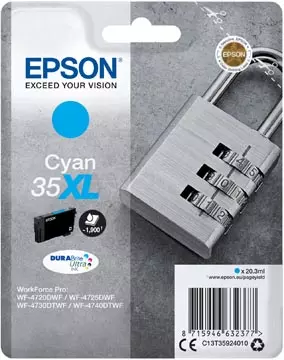 Een Epson inktcartridge 35XL, 20,3 ml, OEM C13T35924010, cyaan koop je bij ShopXPress