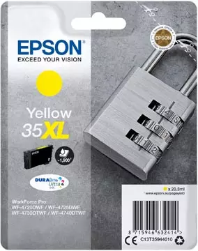 Een Epson inktcartridge 35XL, 20,3 ml, OEM C13T35944010, geel koop je bij ShopXPress