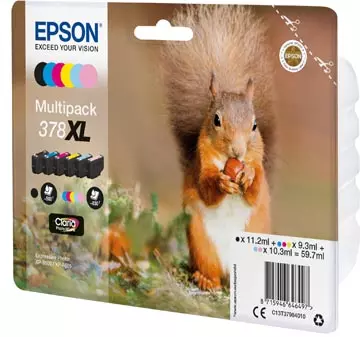 Een Epson inktcartridge 378 XL, 500 - 830 pagina's, OEM C13T37984010, 6 kleuren koop je bij ShopXPress