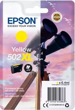 Een Epson inktcartridge 502XL, 470 pagina's, OEM C13T02W44010, geel koop je bij ShopXPress