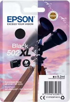 Een Epson inktcartridge 502XL, 550 pagina's, OEM C13T02W14010, zwart koop je bij ShopXPress