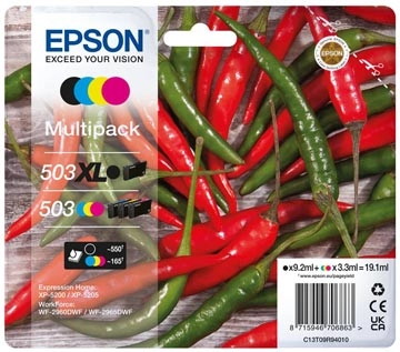 Buy your Epson inktcartridge 503XL/503, 165 - 550 pagina's, OEM C13T09R94010, 4 kleuren at Supplierz BV