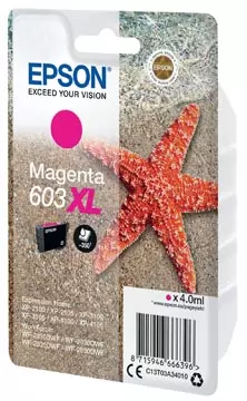 Een Epson inktcartridge 603 XL, 4 ml, OEM C13T03A34010, magenta koop je bij ShopXPress