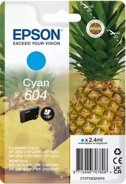 Een Epson inktcartridge 604, 130 pagina's, OEM C13T10G24010, cyaan koop je bij ShopXPress