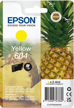 Een Epson inktcartridge 604, 130 pagina's, OEM C13T10G44010, geel koop je bij ShopXPress