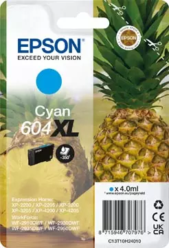 Een Epson inktcartridge 604 XL, 350 pagina's, OEM C13T10H24010, cyaan koop je bij ShopXPress