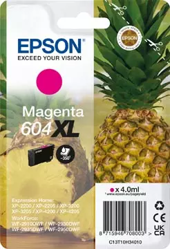 Een Epson inktcartridge 604 XL, 350 pagina's, OEM C13T10H34010, magenta koop je bij ShopXPress