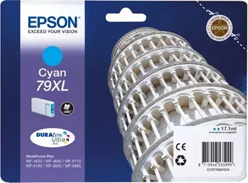 Een Epson inktcartridge 79XL, 2.000 pagina's, OEM C13T79024010, cyaan koop je bij ShopXPress