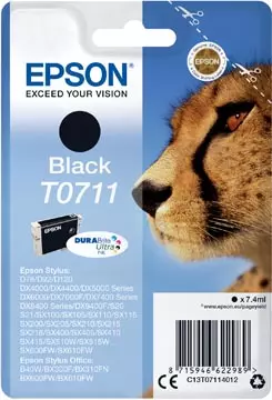 Een Epson inktcartridge T0711, 245 pagina's, OEM C13T07114012, zwart koop je bij ShopXPress