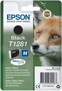 Een Epson inktcartridge T1281, 170 pagina's, OEM C13T12814012, zwart koop je bij ShopXPress