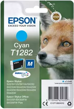 Een Epson inktcartridge T1282, 175 pagina's, OEM C13T12824012, cyaan koop je bij ShopXPress