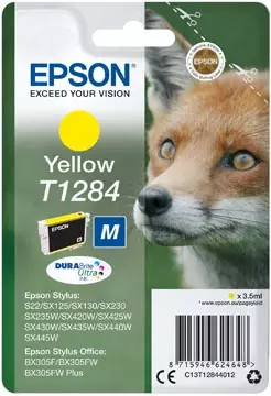 Een Epson inktcartridge T1284, 225 pagina's, OEM C13T12844012, geel koop je bij ShopXPress