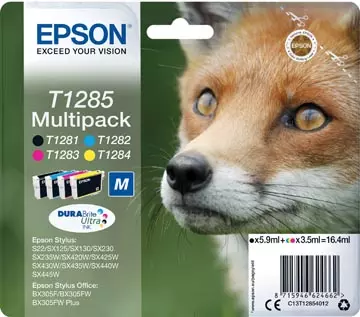 Een Epson inktcartridge T1285, 140-225 pagina's, OEM C13T12854012, 4 kleuren koop je bij ShopXPress