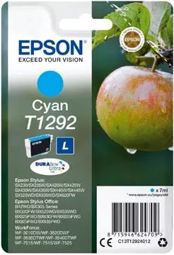 Een Epson inktcartridge T1292, 460 pagina's, OEM C13T12924012, cyaan koop je bij ShopXPress